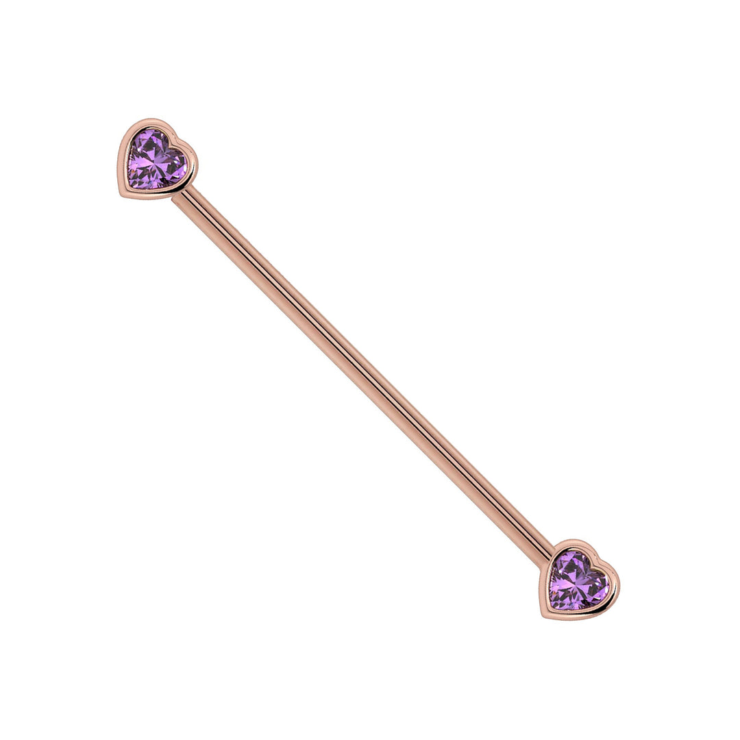 Amethyst Heart Industrial Barbell