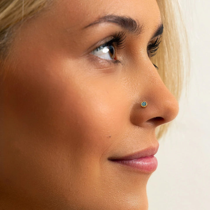 3mm Aqua Diamond Perlage Nose Ring