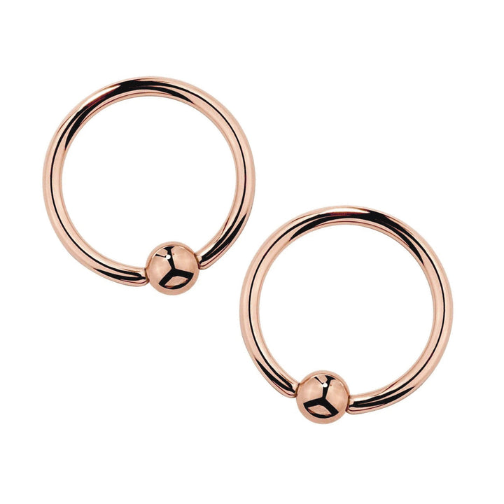 14K Gold Fixed Bead Nipple Ring Set