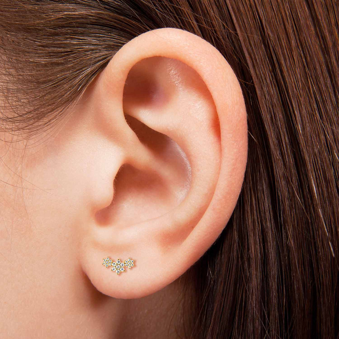 Triple Flower Lobe Earring