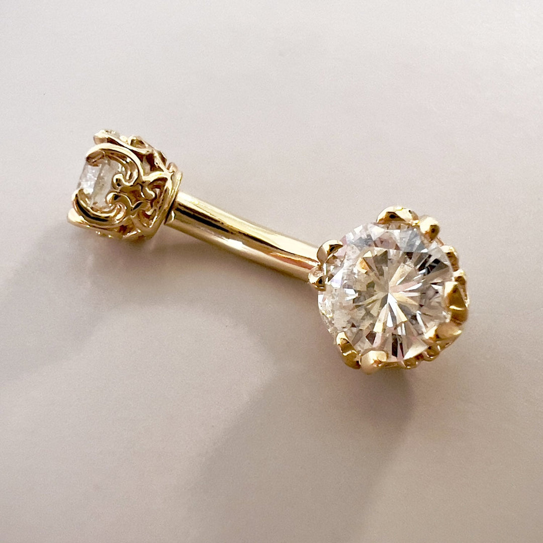 Filigree Setting 14K Gold Navel Ring