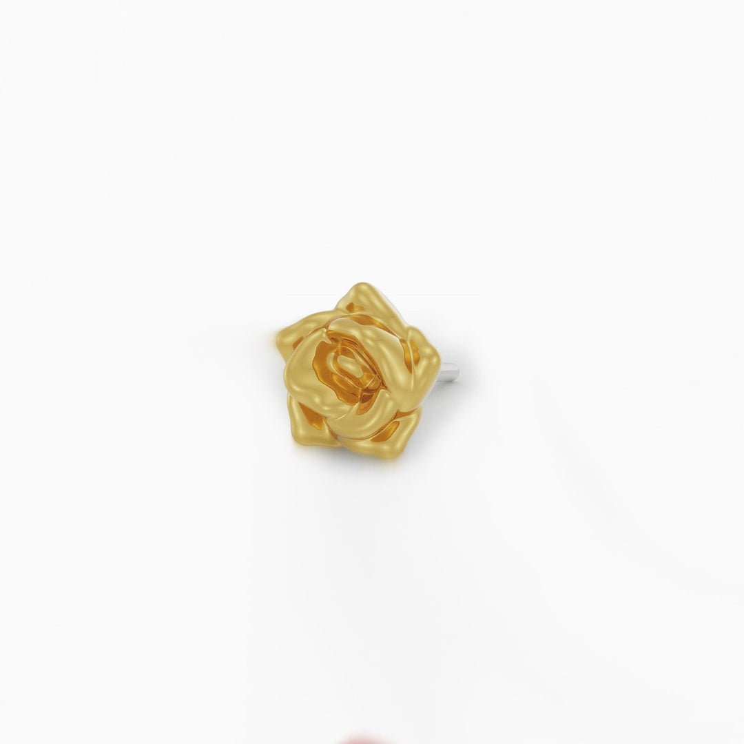 Gold Rose Flower Piercing Stud End