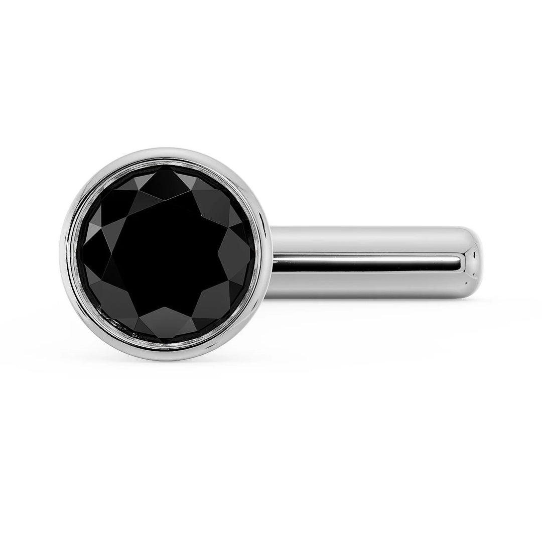 2mm Black Diamond Bezel Nose Ring Stud