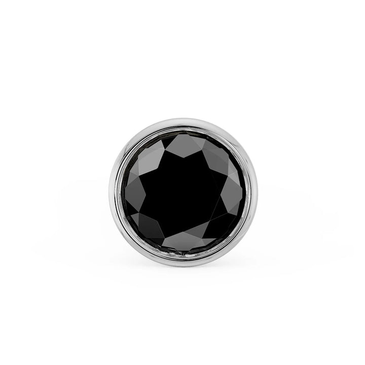 2mm Black Diamond Bezel Nose Ring Stud