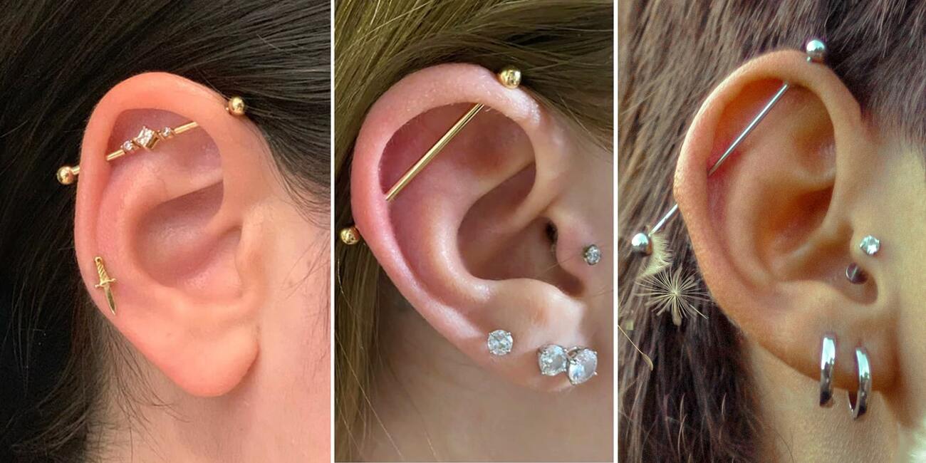 Different industrial piercing fashion jewelry