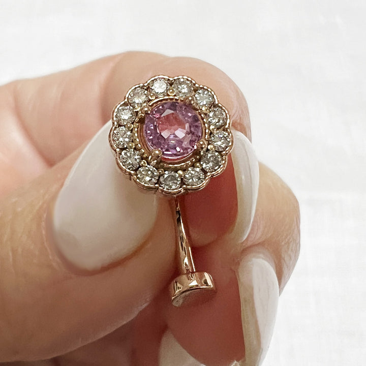 Pink Sapphire, 14k Rose Gold, La Reina Floating Navel Ring