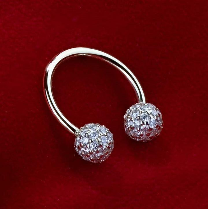 5mm Diamond Pave Balls 14K Gold Circular Barbell