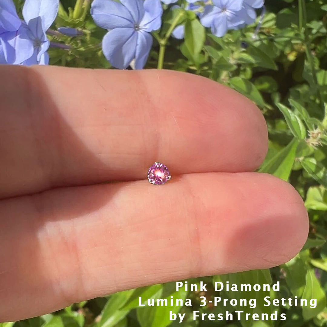 3mm Pink Diamond Lumina 3-Prong Flat Back Stud