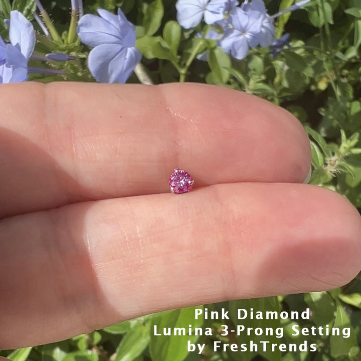 2mm Lumina 3-Prong Pink Diamond Nose Ring