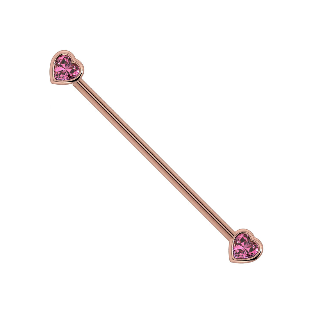 Pink Sapphire Heart Industrial Barbell