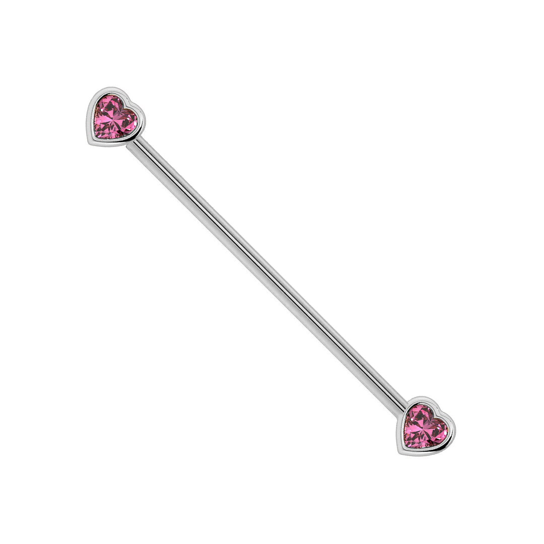 Pink Sapphire Heart Industrial Barbell