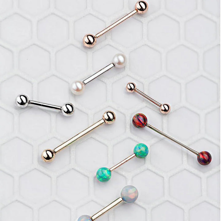 Pair Straight Barbell Nipple Ring Gift Set - 14G, 1/2"