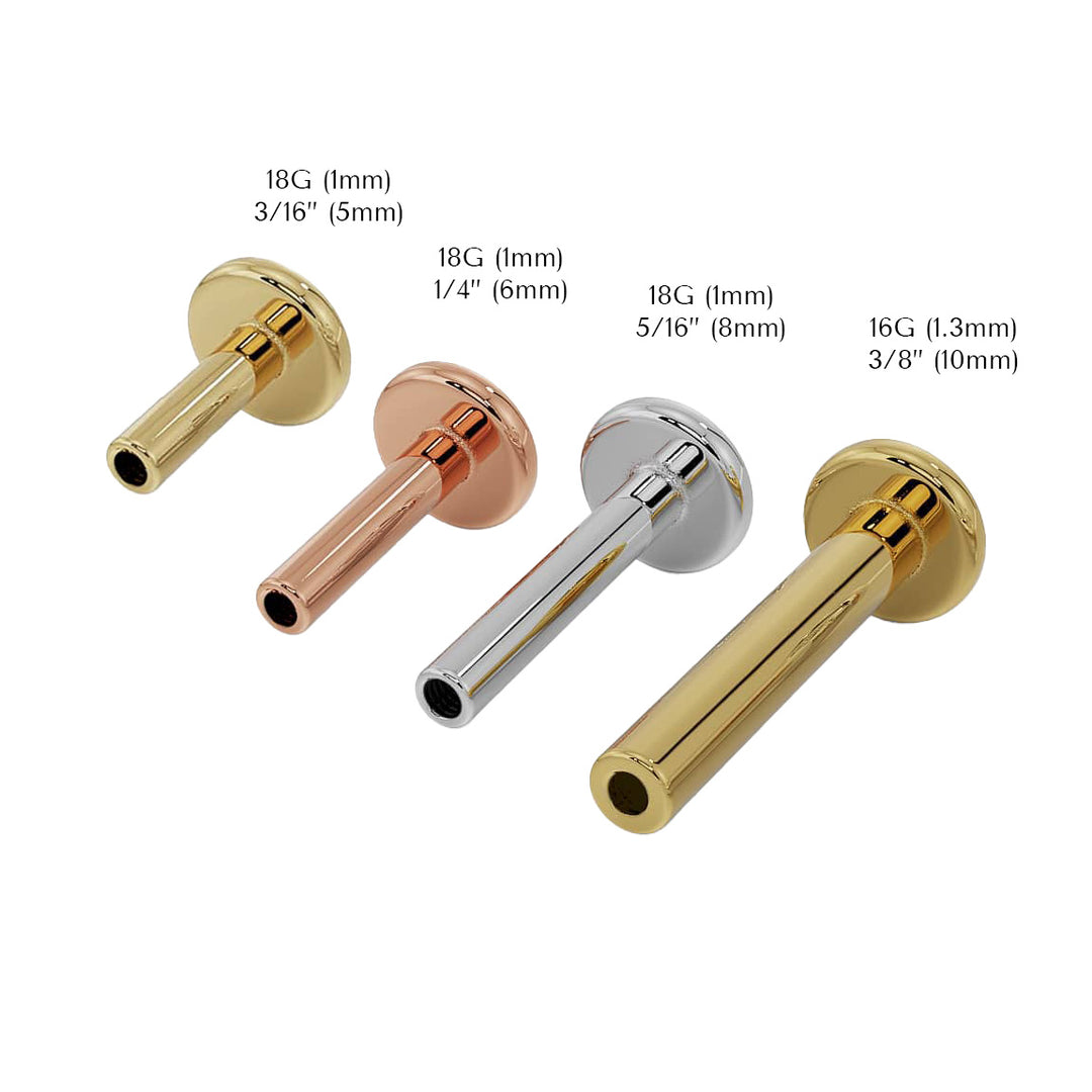 Threadless Push Pin Flat Back Post Backing 14k Gold