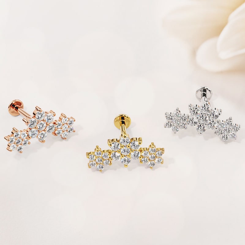 Triple Flower Flat Back Stud