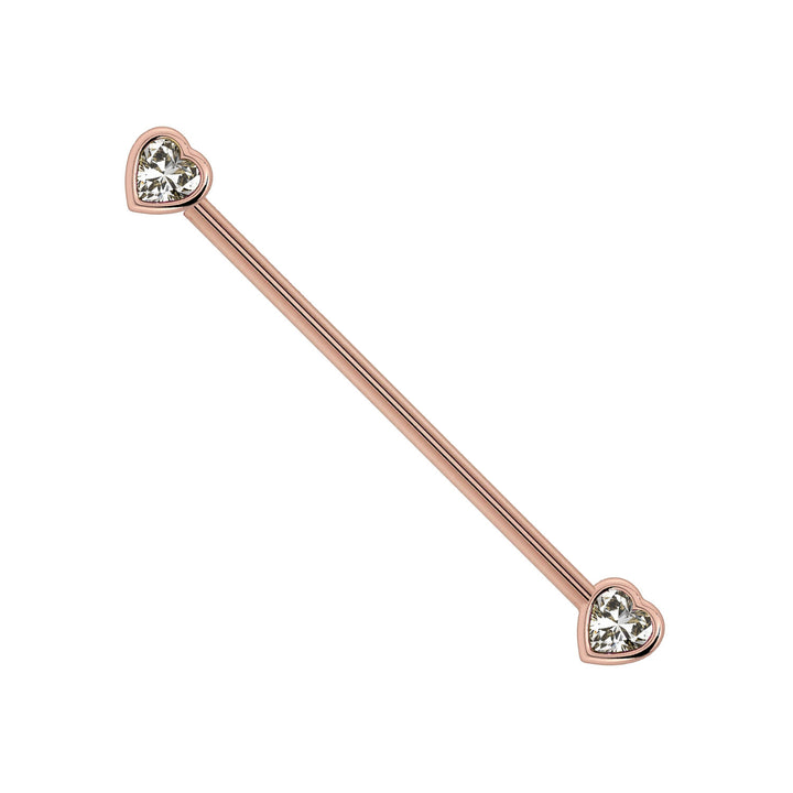 White Sapphire Heart Industrial Barbell