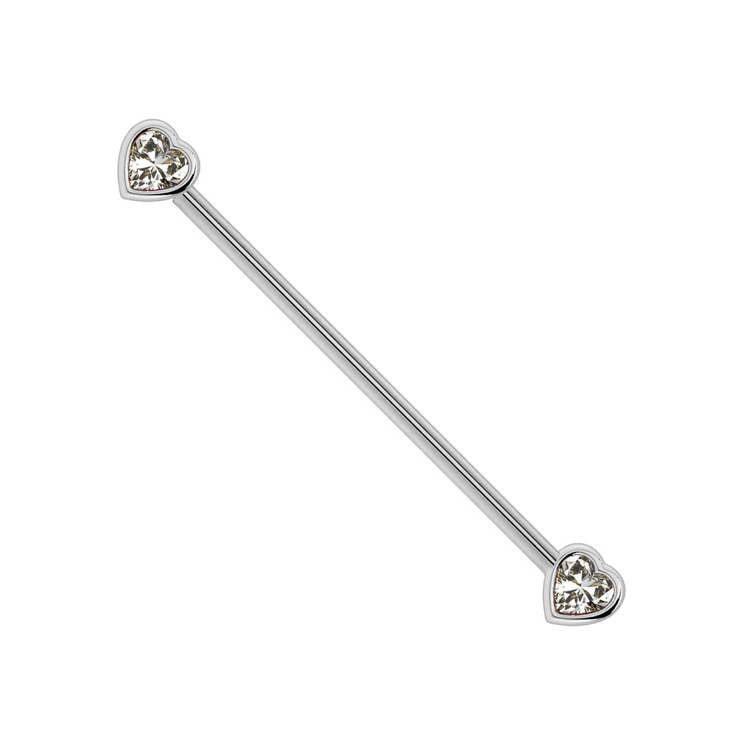 White Sapphire Heart Industrial Barbell