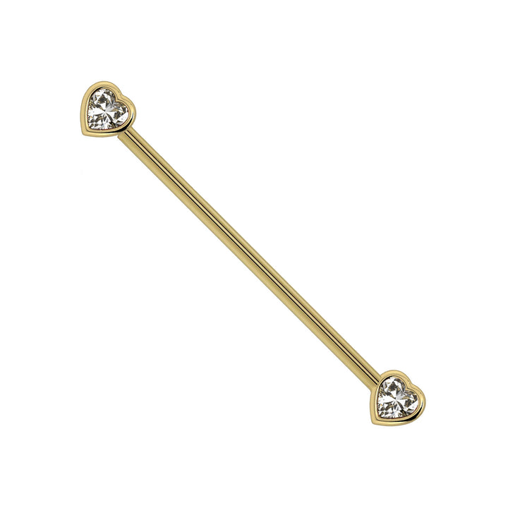 White Sapphire Heart Industrial Barbell