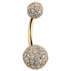 Diamond Pave 14k Gold Navel Ring