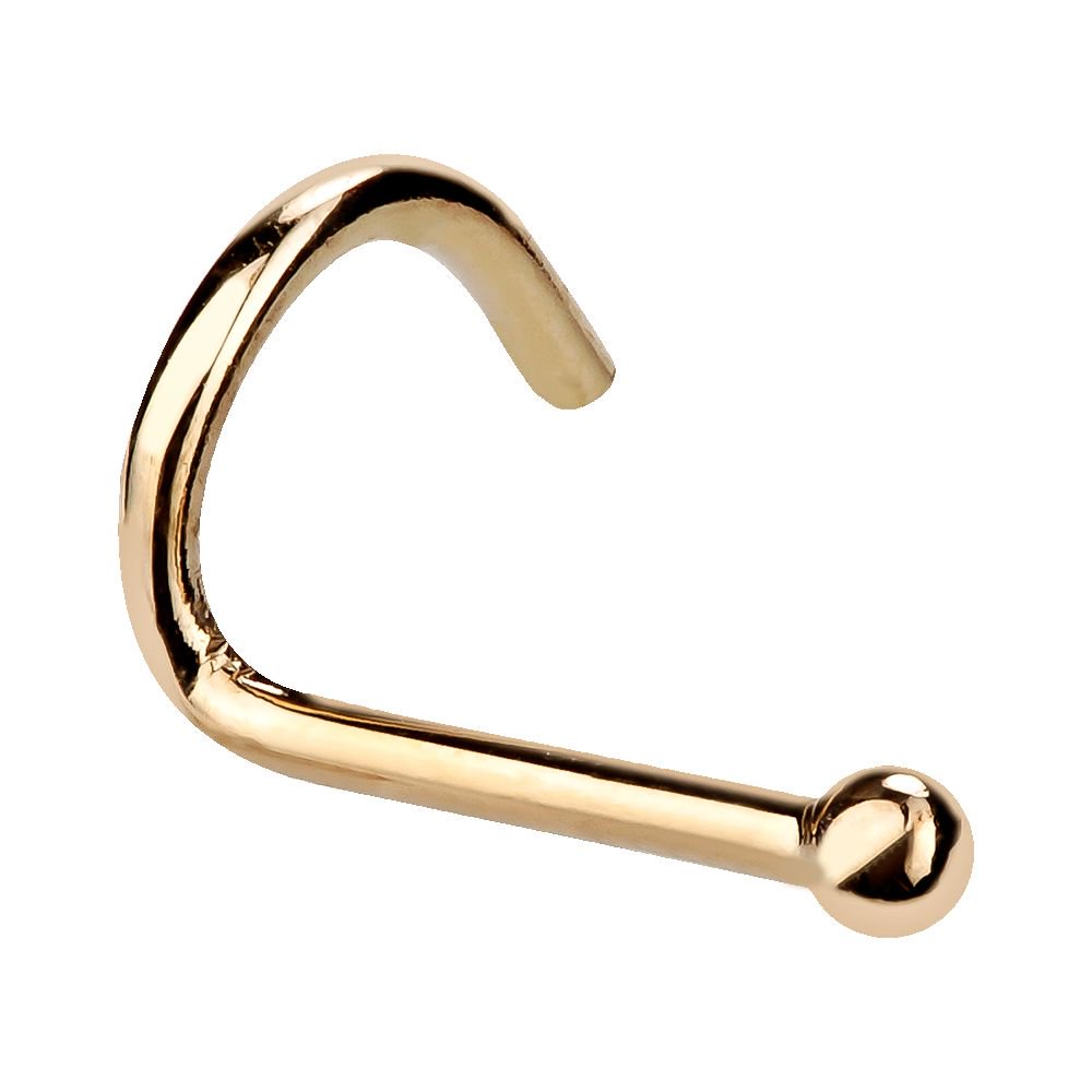 Tiny Ball 14K Gold Nose Ring Twist