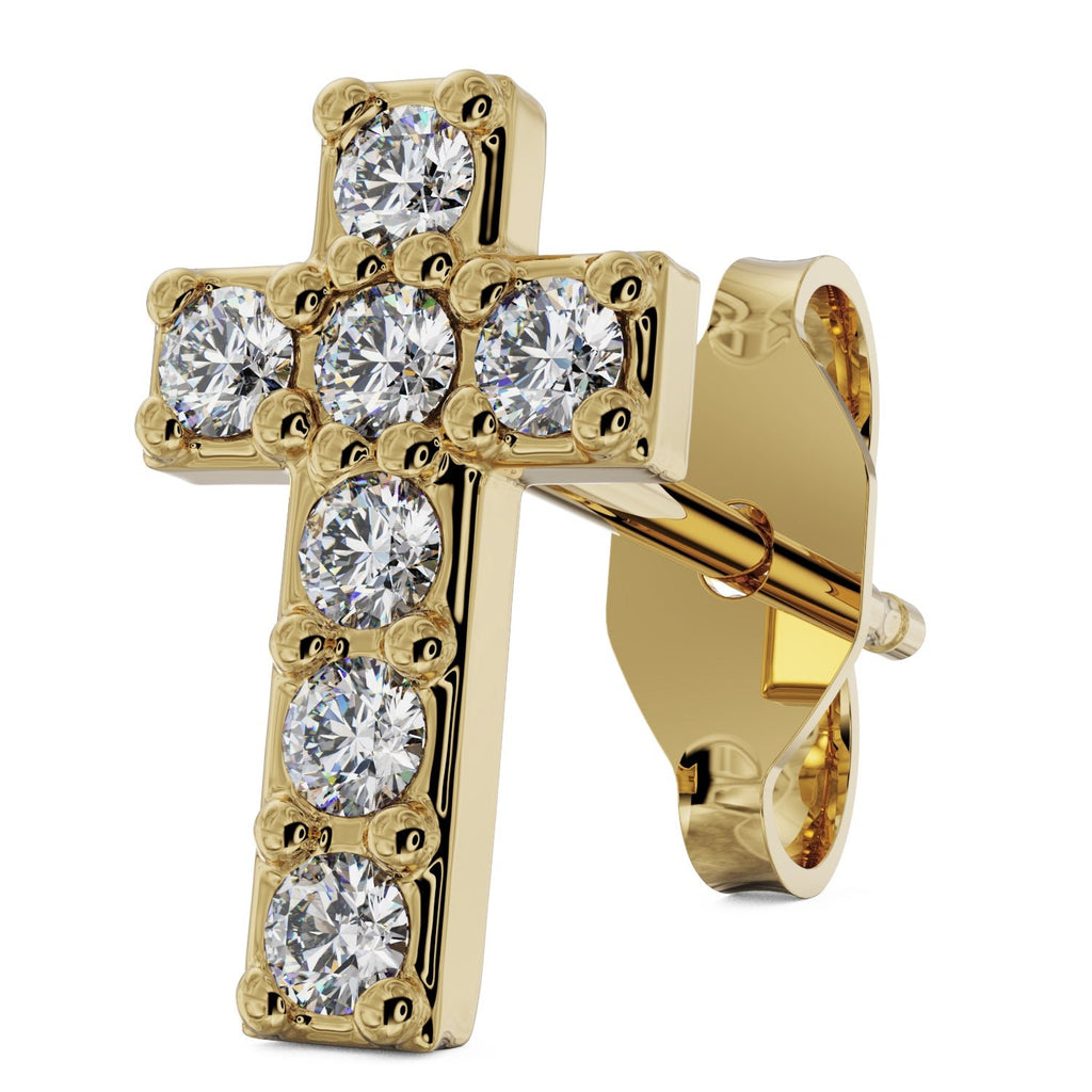 Icy Sharp Patonce Cross Stud Earrings (14K) – Popular J
