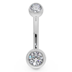 Double Diamond 14k Gold Navel Ring