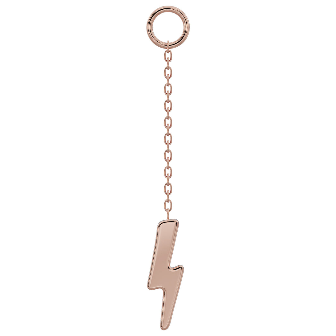 Tiny Lightning Bolt Chain Accessory (5mm)-Long   14K Rose Gold