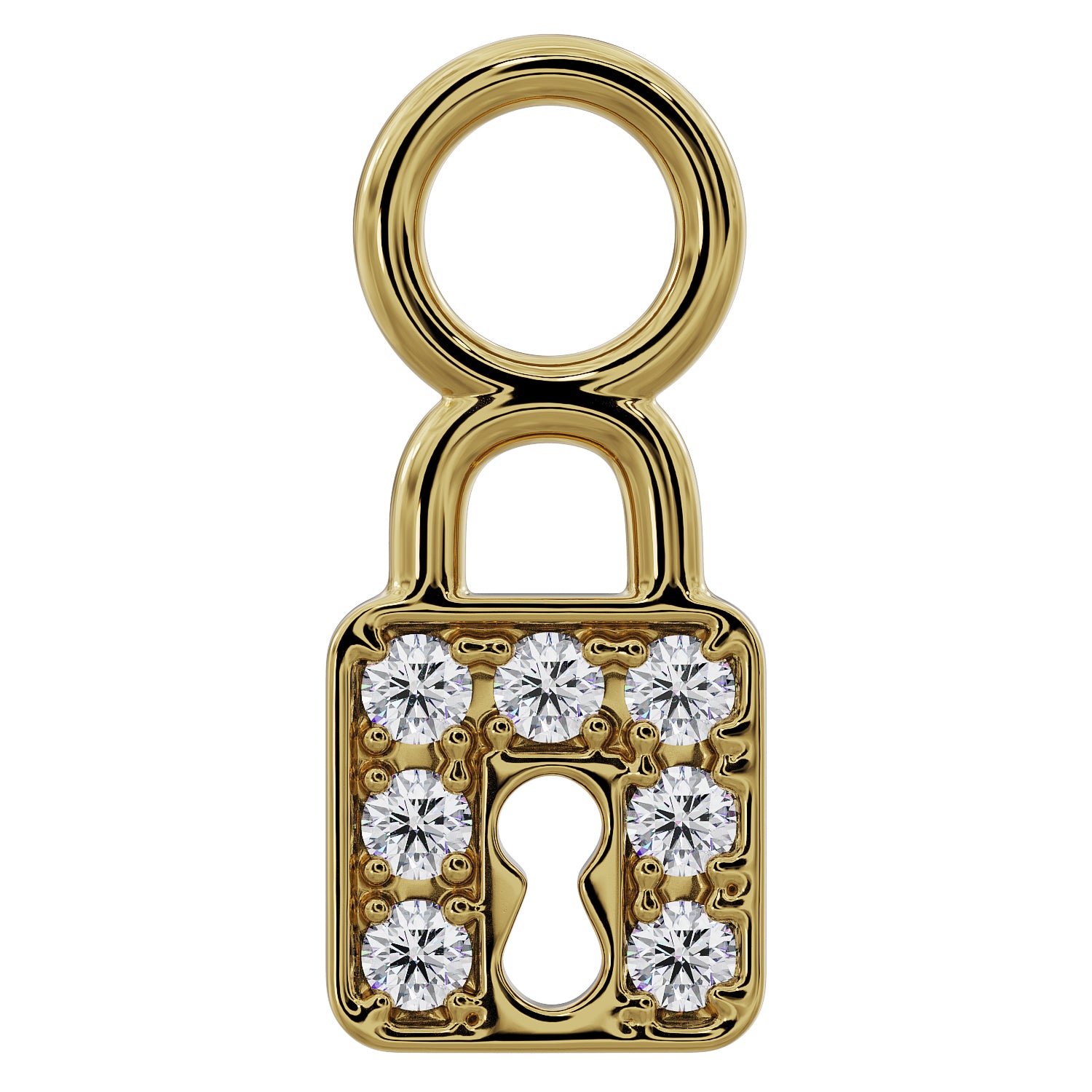 14K Gold Diamond Lock and Key Pendant