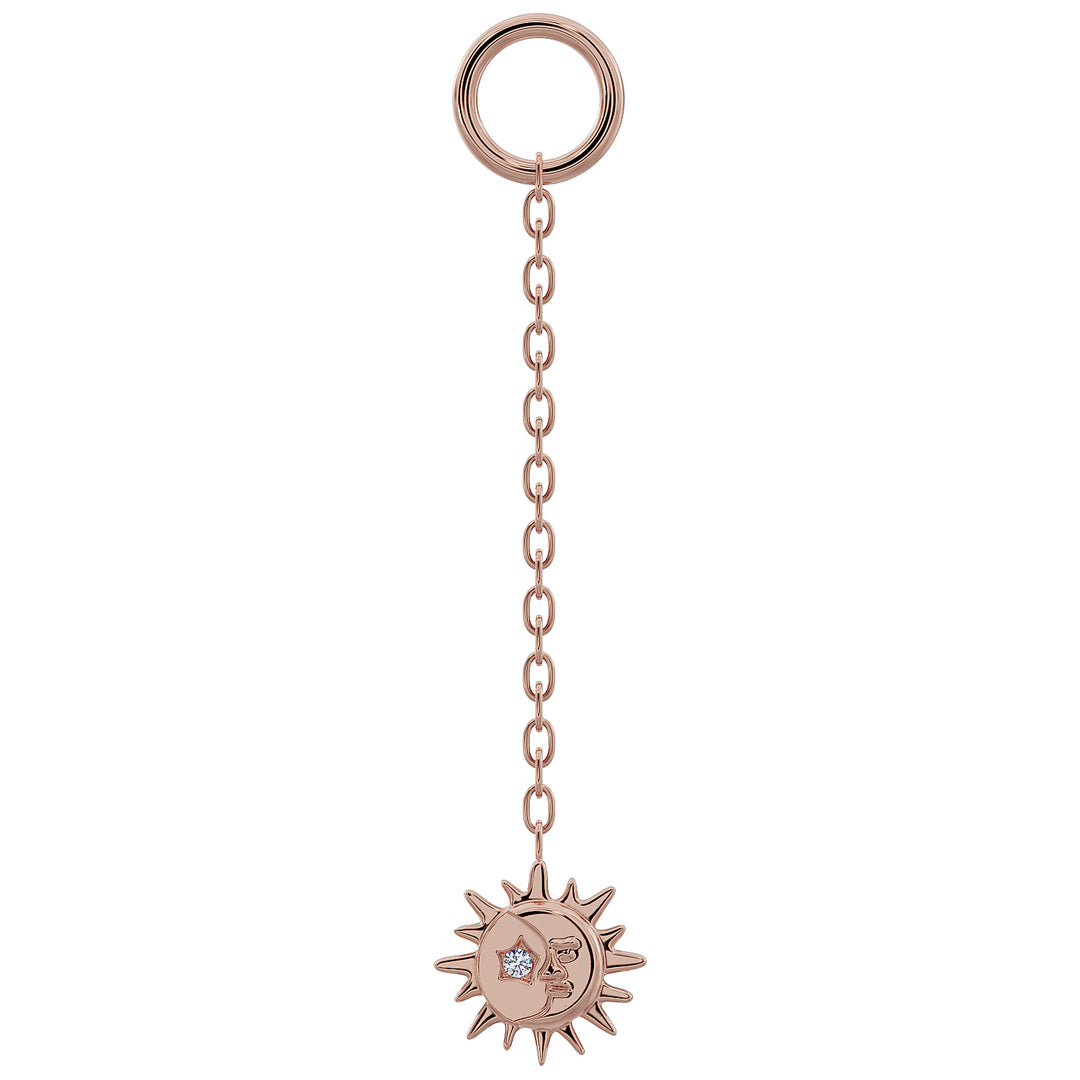 Sun & Moon Diamond Chain Accessory-Long   14K Rose Gold