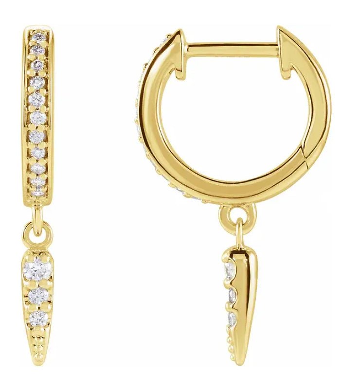 Baguette and Round Diamond Spike Drop Earrings, Spike Earrings For Sale at  1stDibs