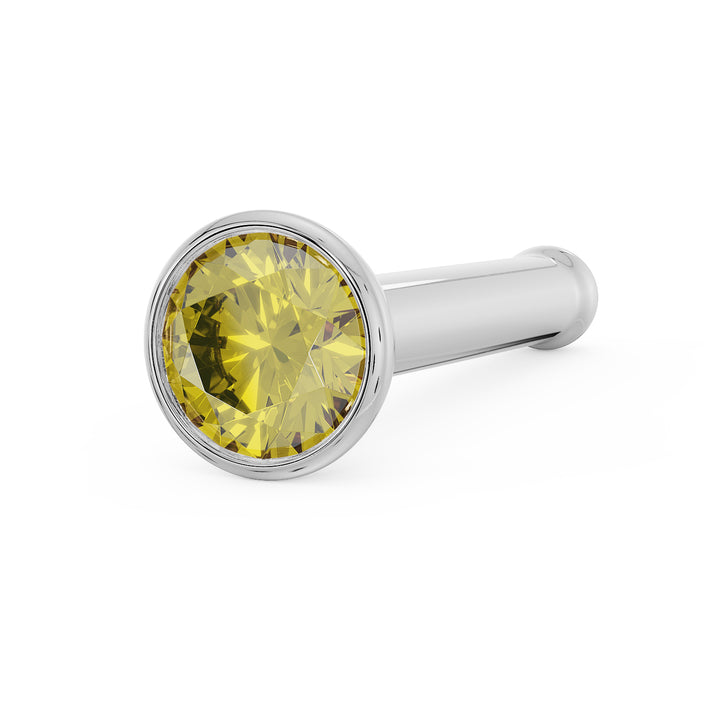 2mm Yellow Diamond Bezel Nose Ring Stud