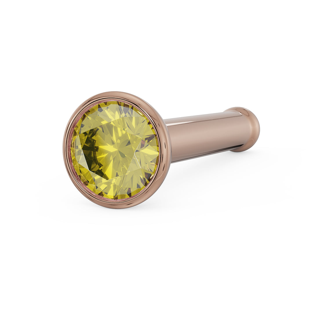 2mm Yellow Diamond Bezel Nose Ring Stud