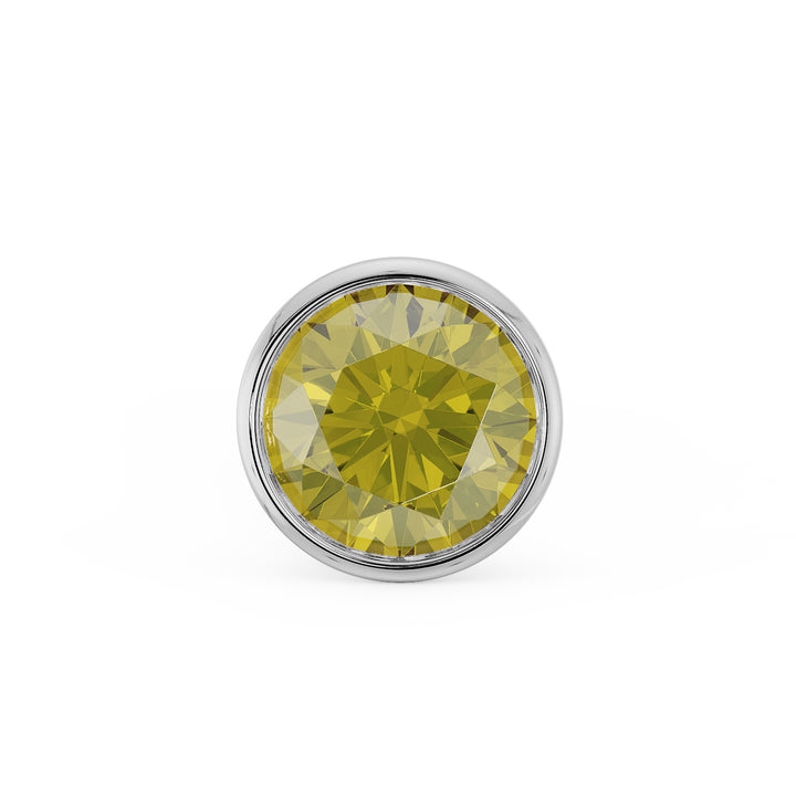 2mm Yellow Diamond Bezel Nose Ring Stud