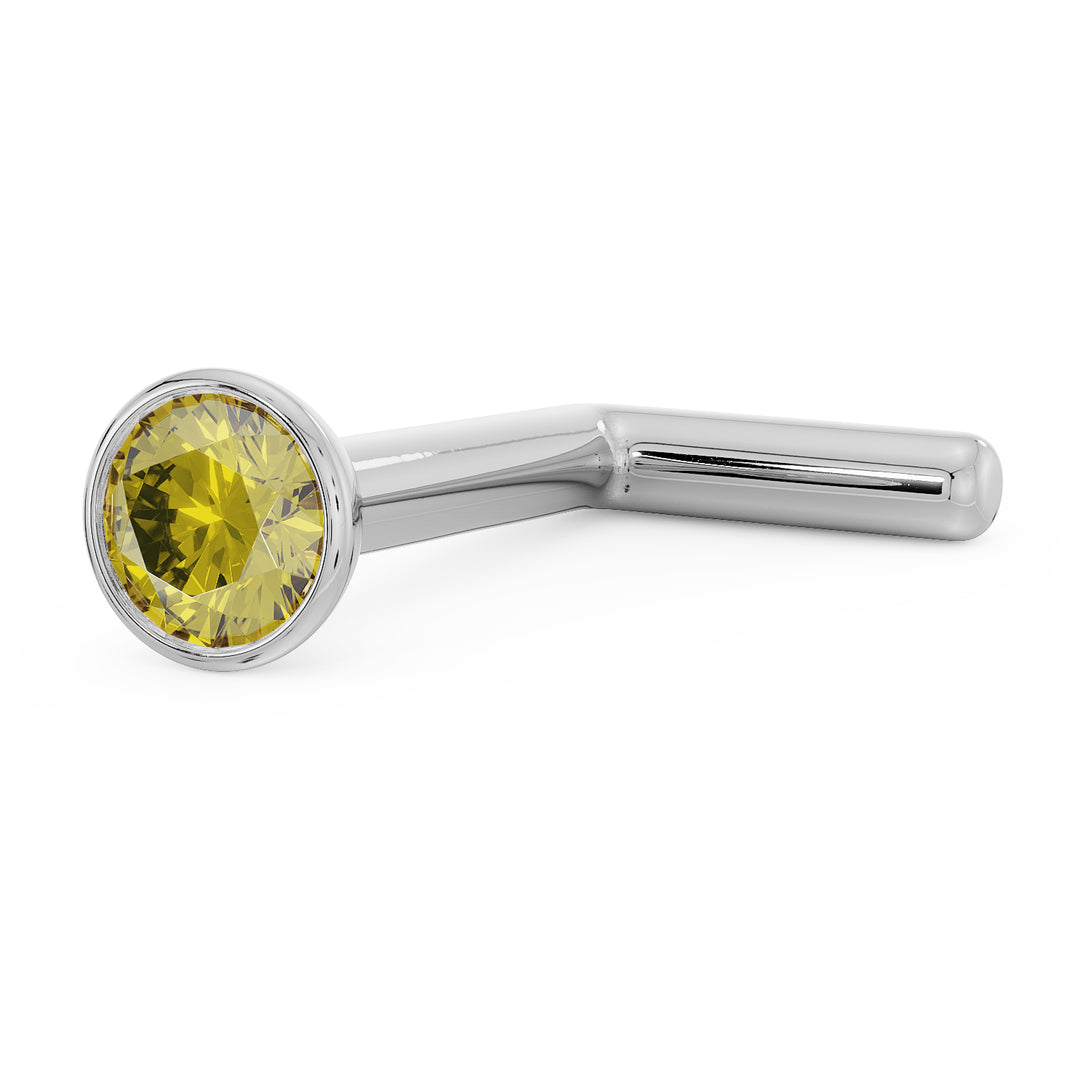 2mm Yellow Diamond Bezel Nose Ring Stud