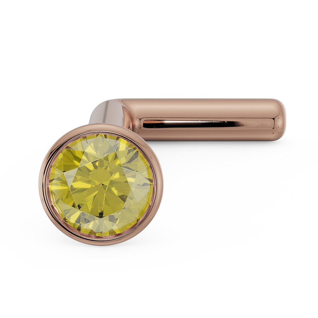 2mm Yellow Diamond Bezel Nose Ring Stud