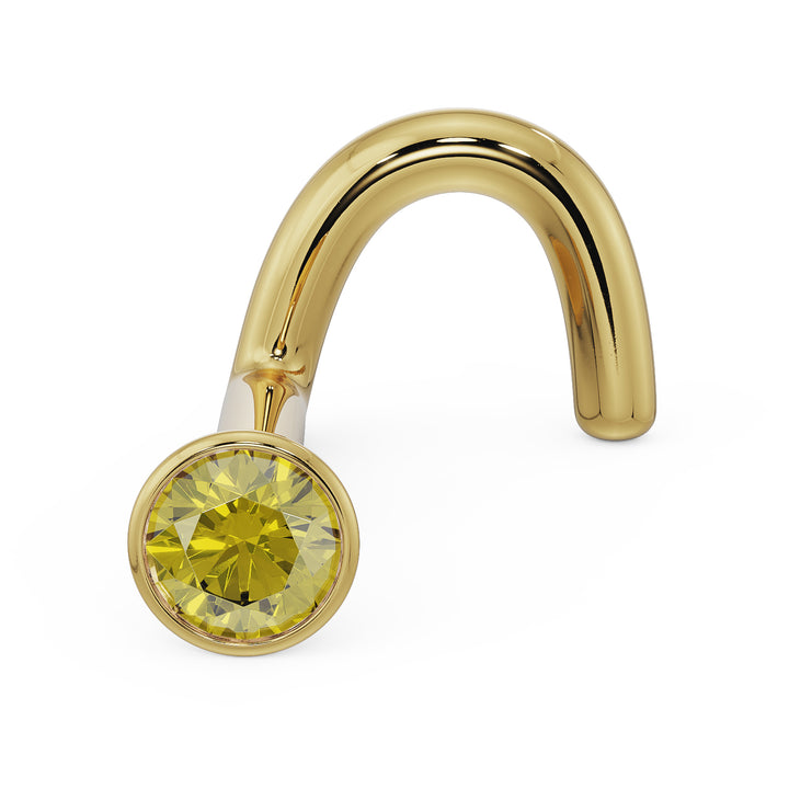 2mm Yellow Diamond Bezel Nose Ring Stud