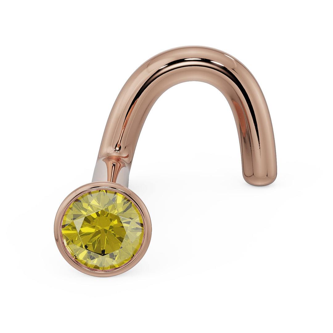 2mm Yellow Diamond Bezel Nose Ring Stud