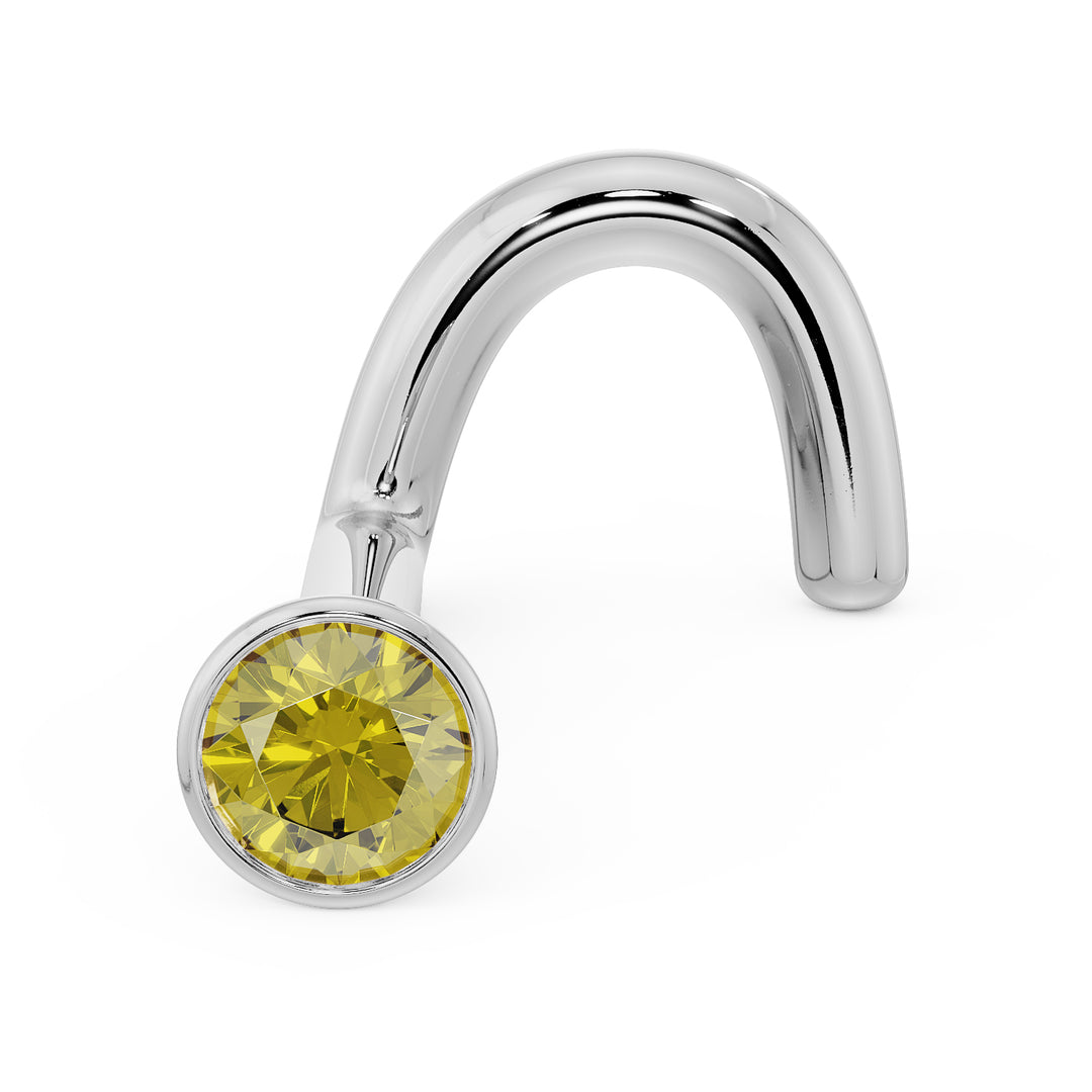 2mm Yellow Diamond Bezel Nose Ring Stud