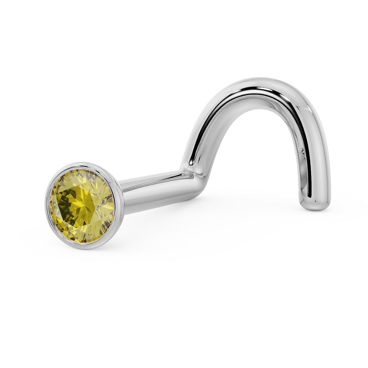 2mm Yellow Diamond Bezel Nose Ring Stud