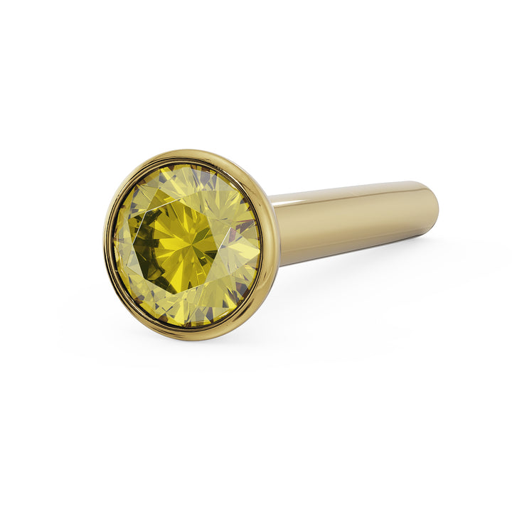 2mm Yellow Diamond Bezel Nose Ring Stud