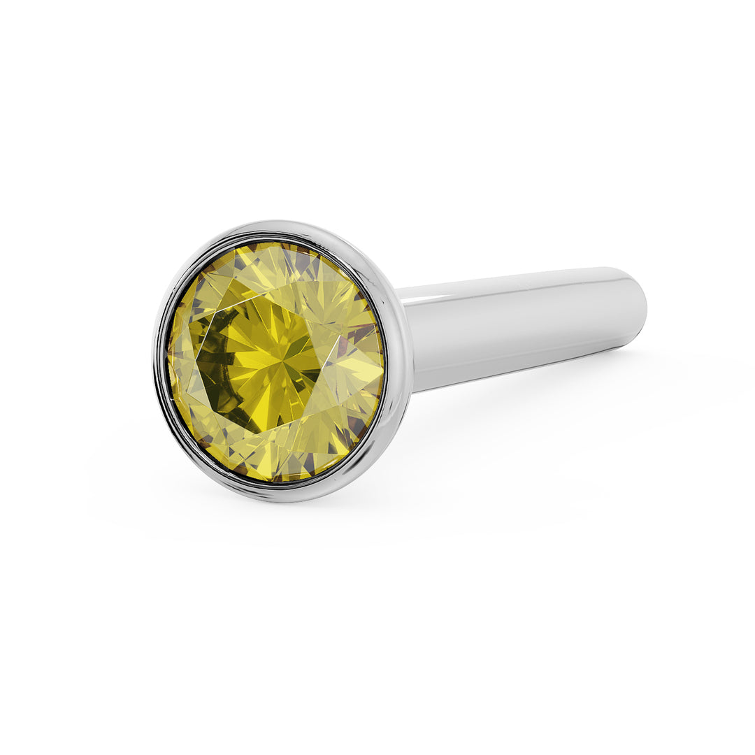 2mm Yellow Diamond Bezel Nose Ring Stud