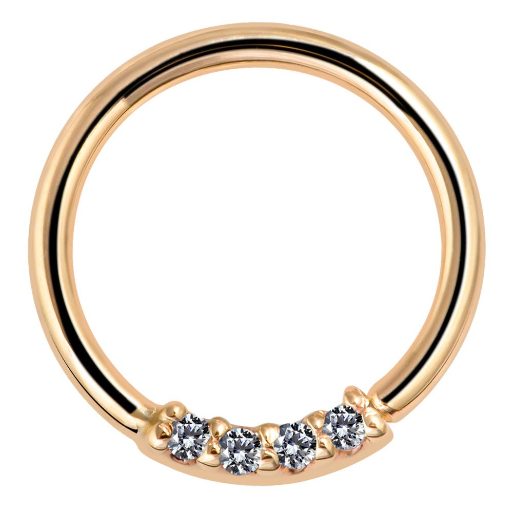 Four Diamonds Seam Ring Hoop 14K Gold or Platinum – FreshTrends