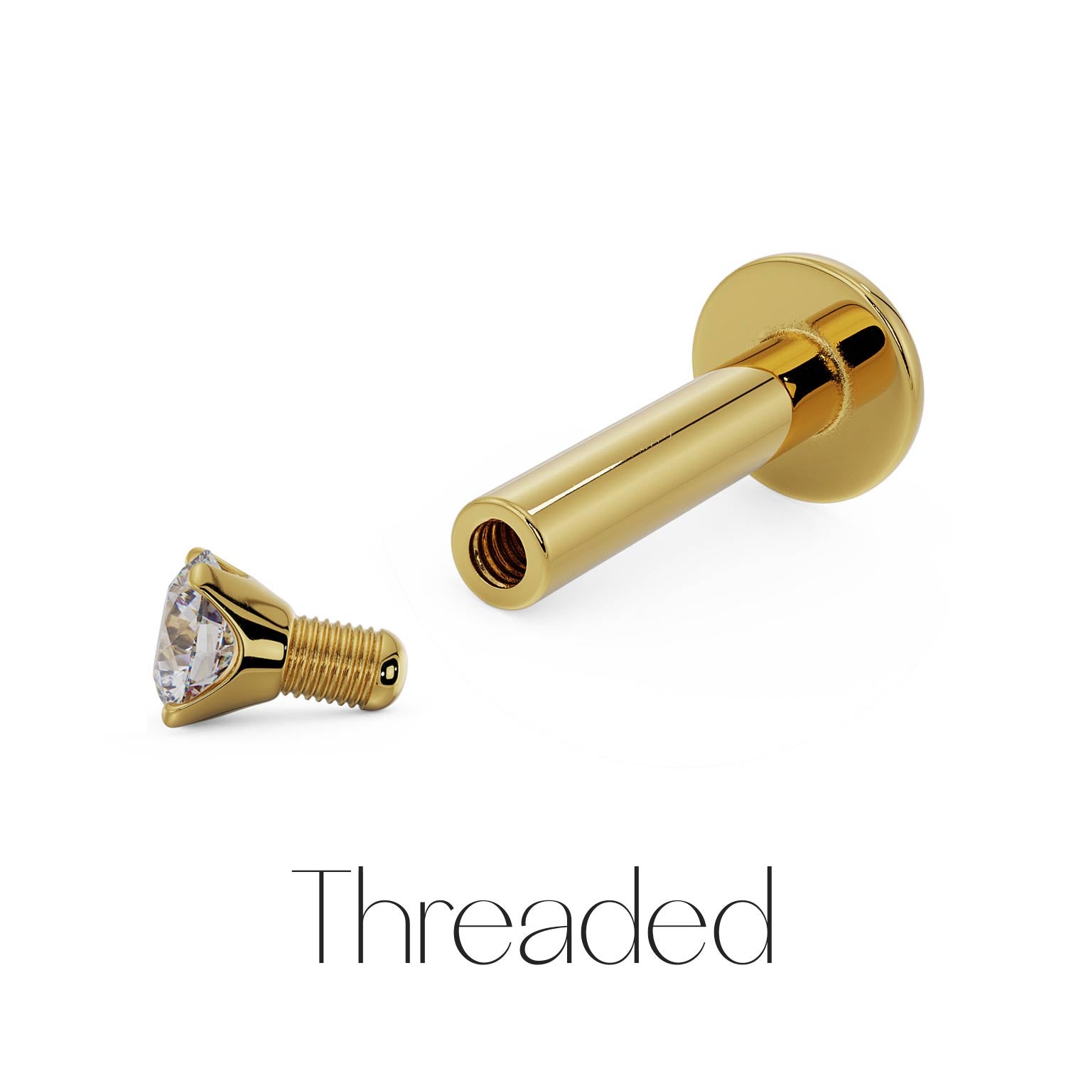 14K Yellow Gold Solid Threaded Screw Earring Post 18 Gauge Thick 0.375  Long USA